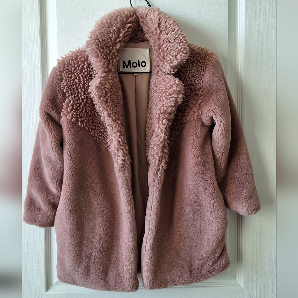 Molo Haili faux fur and faux shearling coat girls size 8Y - Picture 3 of 13